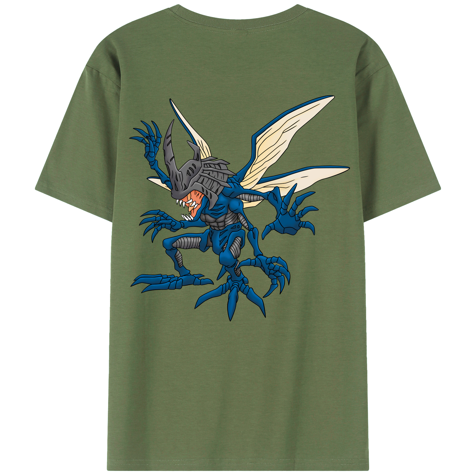 （画像用） Digimon デジタルモンスター/デジモン 綿100％ メンズ半袖Tシャツ（バックプリント） 通気性